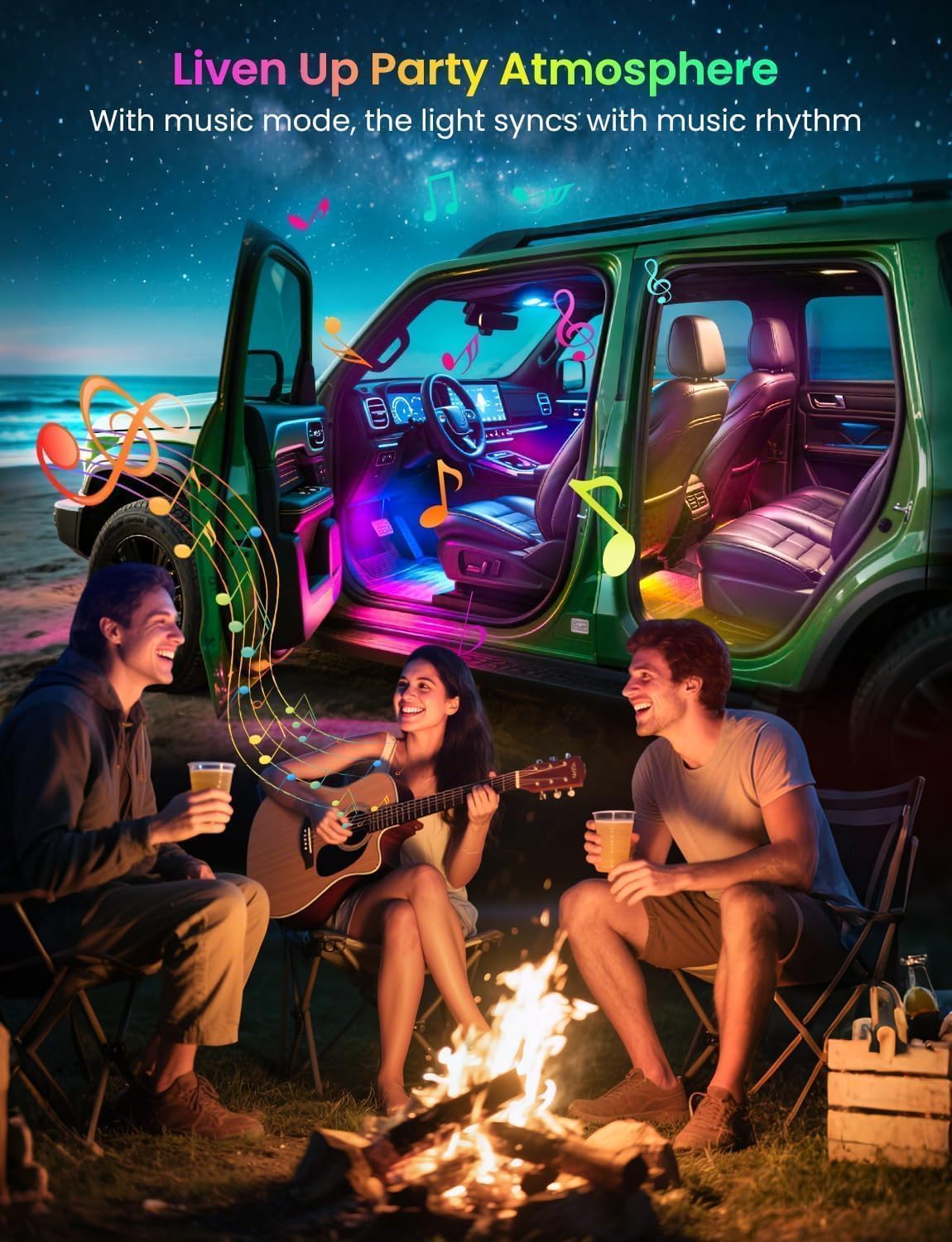 Premium Car Interior LED Strips — RGB App + Music Sync (Multi-Variant)