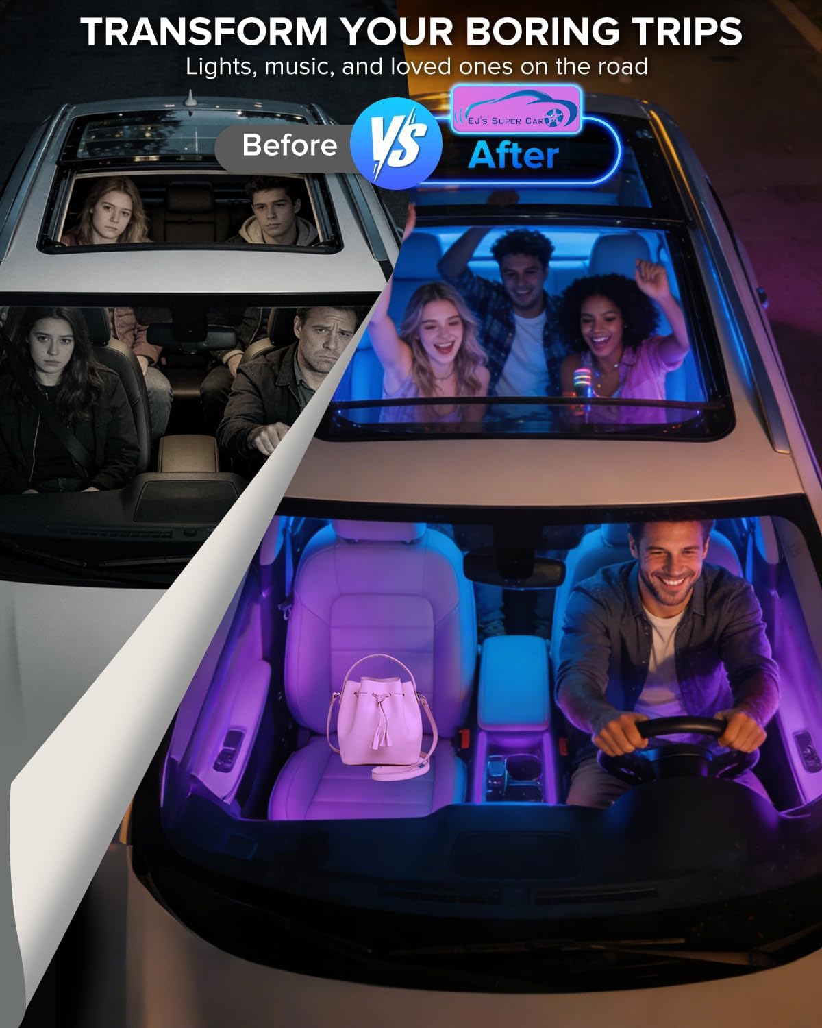 Premium Car Interior LED Strips — RGB App + Music Sync (Multi-Variant)