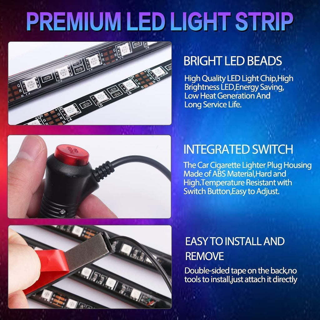 Premium Car Interior LED Strips — RGB App + Music Sync (Multi-Variant)
