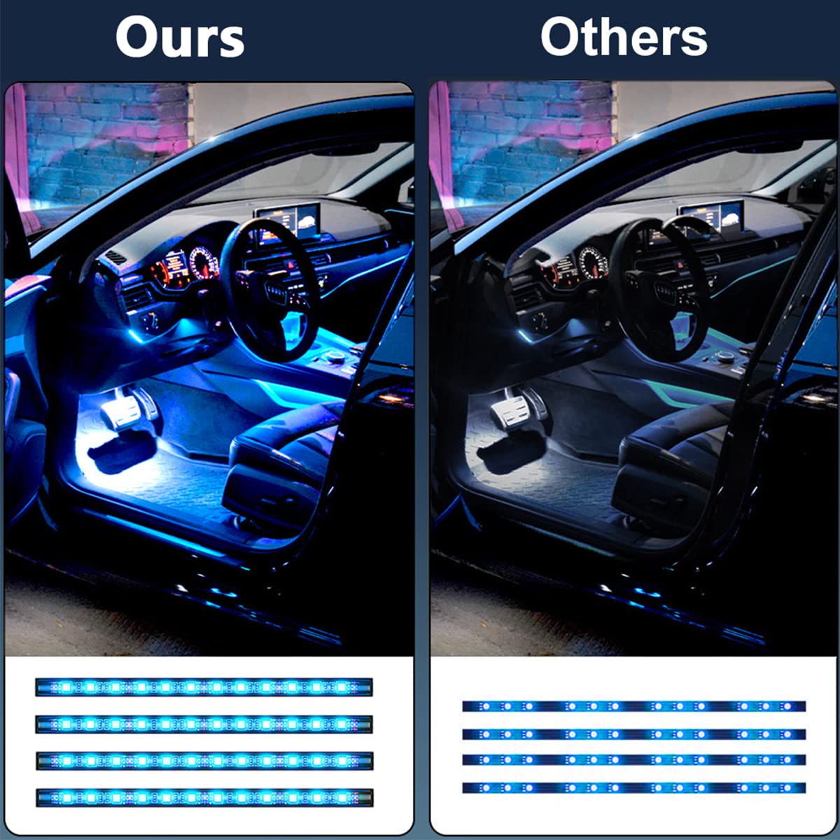 Premium Car Interior LED Strips — RGB App + Music Sync (Multi-Variant)